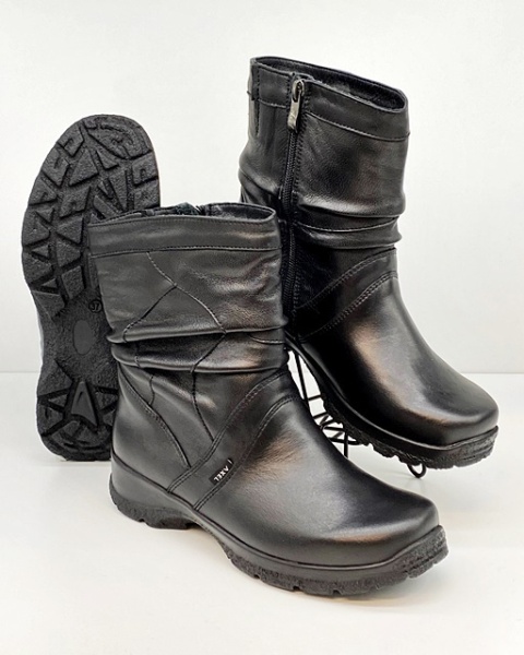 Kozaki damskie skórzane z szeroką cholewką Axel 4484 czarne